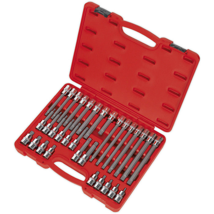 32pc RIBE Star Short & Long Socket Bit Set - 1/2" Square Drive Mechanic Vehicle Loops