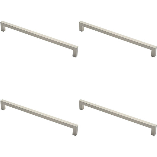 4x Square Mitred Door Pull Handle 469 x 19mm 450mm Fixing Centres Satin Steel Loops