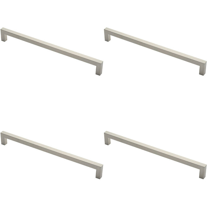 4x Square Mitred Door Pull Handle 469 x 19mm 450mm Fixing Centres Satin Steel Loops