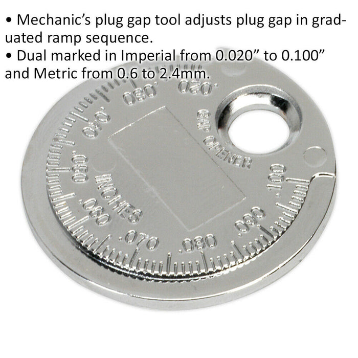 Ramp Type Spark Plug Gauge - Mechanics Plug Gap Tool - Imperial & Metric Loops