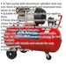 100L Direct Drive Air Compressor - V-Twin Pump - 3 hp Heavy Duty Induction Motor Loops