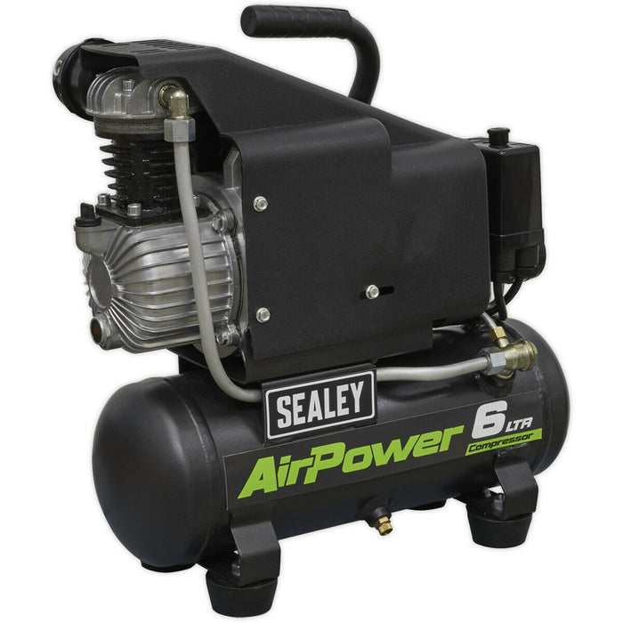 6 Litre Direct Drive Air Compressor - Twin Gauge Display - Compact & Portable Loops