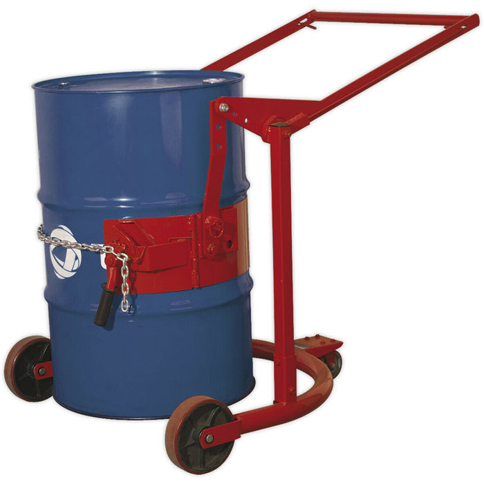 Mobile 205L Drum Handler Truck - Braked Castor - Manually Adjustable Trolley Loops