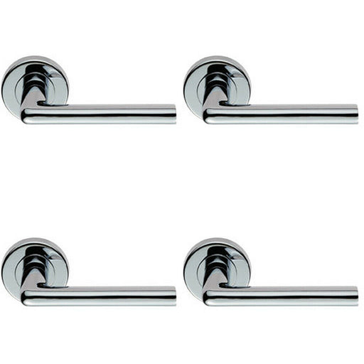 4x PAIR Rounded Straight Bar Handle Concealed Fix Round Rose Polished Chrome Loops