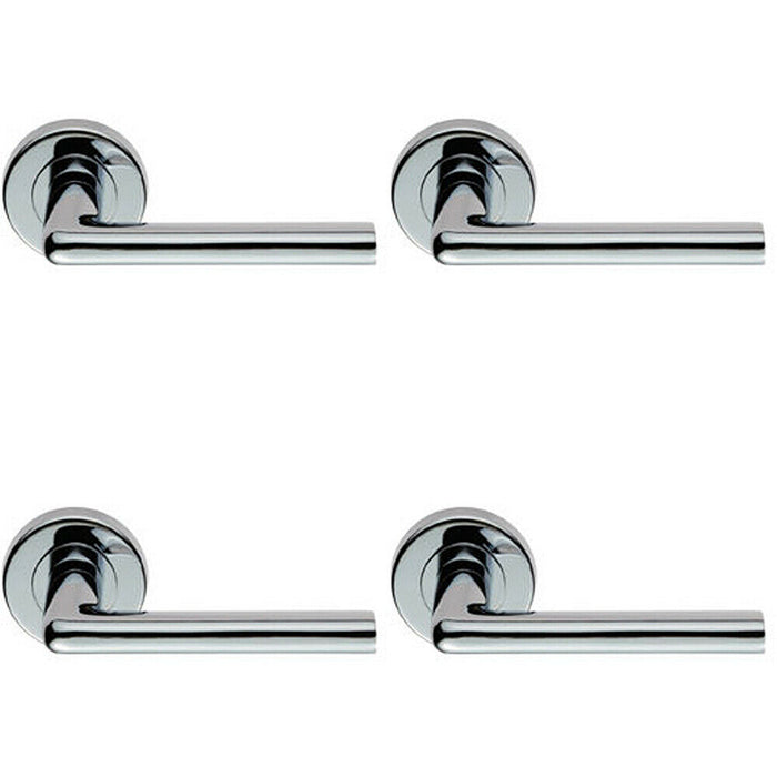 4x PAIR Rounded Straight Bar Handle Concealed Fix Round Rose Polished Chrome Loops
