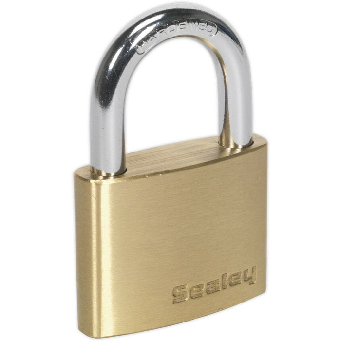 50mm Solid Brass Padlock 8mm Hardened Steel Shackle - 3 Keys Security Unit Lock Loops