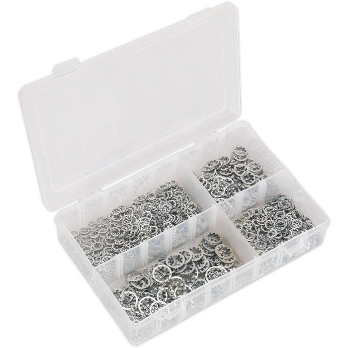 1000 Piece Internal Serrated Lock Washer Assortment - M5 to M10 - Storage Box Loops