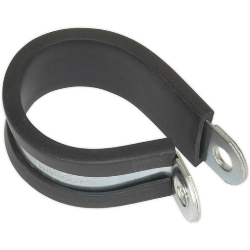 25 PACK Rubber Lined P-Clip - Zinc Plated - 32mm Diameter - Pipe Hose Cable Clip Loops