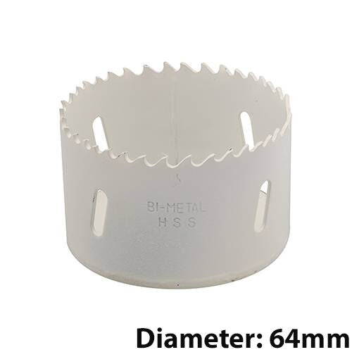 Bi Metal Core Drill Bits 64mm Diameter HSS STEEL Wood Hole Saw Worktop Cutters Loops