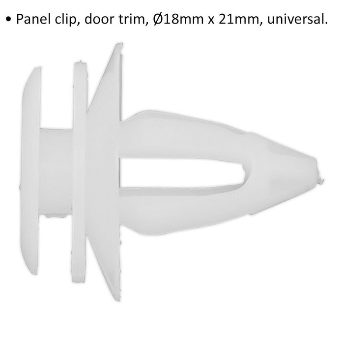 20 PACK White Door Panel Trim Clip - 18mm x 21mm - Universal Vehicle Fitting Loops