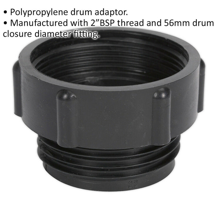 56mm Trisure Drum Adaptor - 2" BSP Thread - Allows Fitting of Tap to Drum Loops