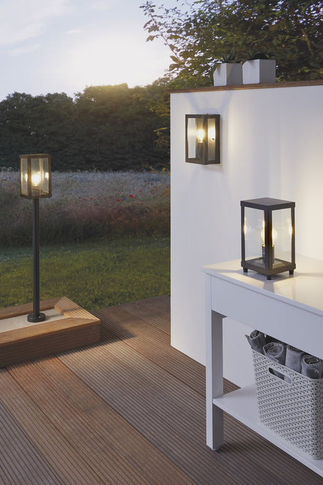 IP44 Outdoor Wall Light Black & Glass Box 1 x 60W E27 Bulb Porch Lamp Loops