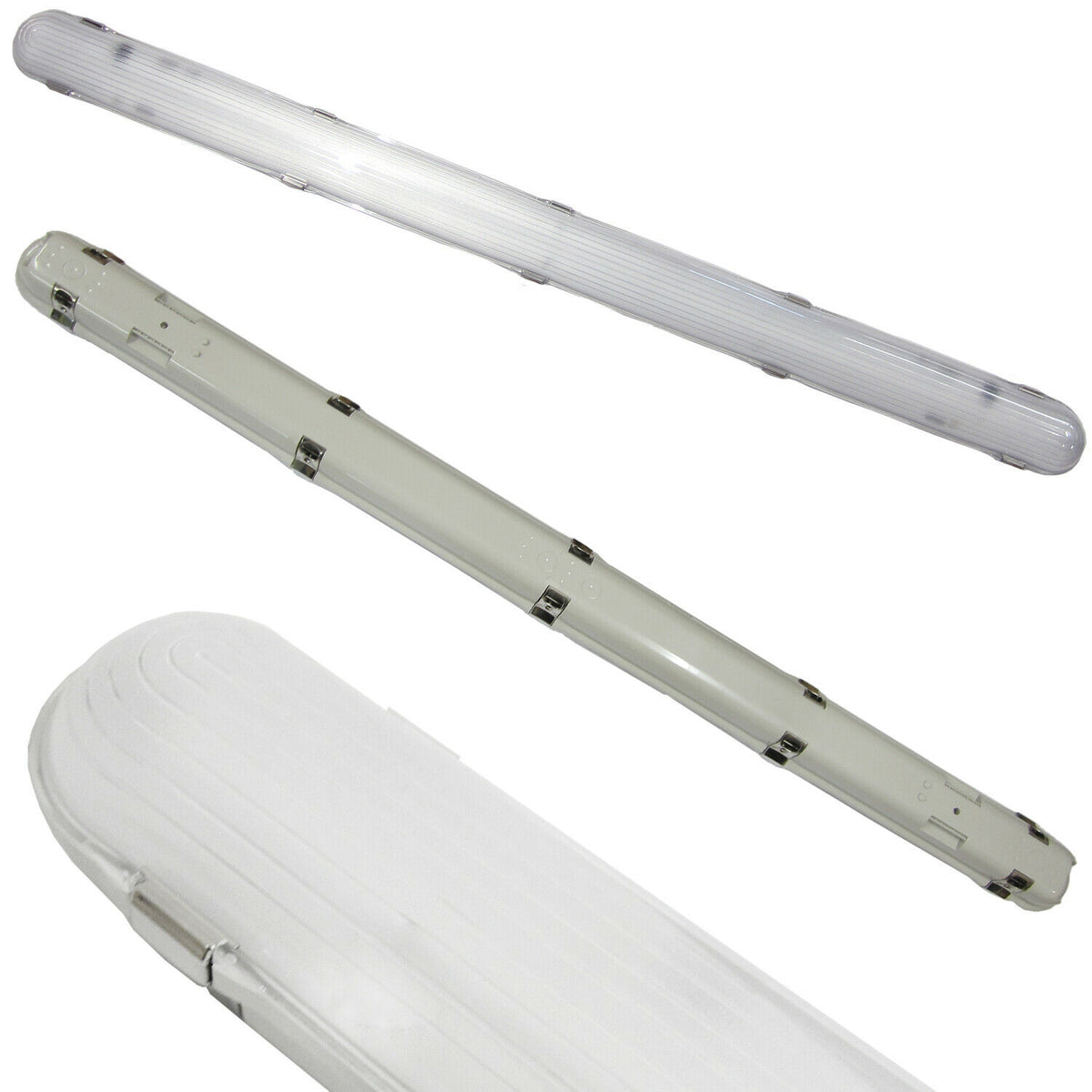 2x IP65 LED Batten Light Fitting 5FT 52W 6000lm 4000K Non Corrosive Wa ...