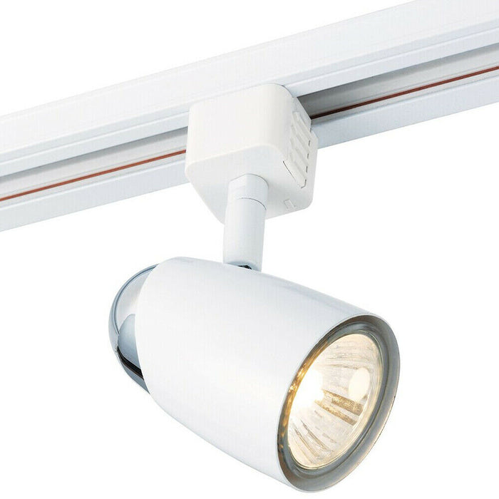 Adjustable Tilt Ceiling Track Spotlight Gloss White 50W Max GU10 Lamp Downlight Loops