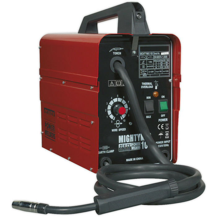 100A Compact No-Gas MIG Welder - 1.8m Earth Cable - Non-Live Torch - 230V Supply Loops