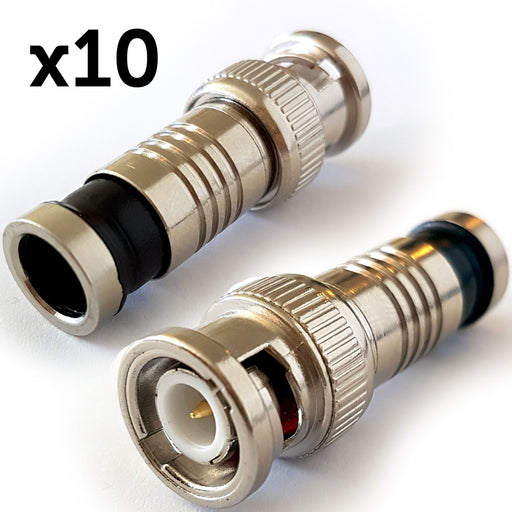 10x BNC Compression Connectors RG59 Crimp Male Plugs Coaxial Cable CCTV Install Loops