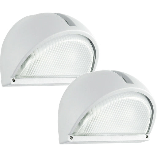2 PACK IP44 Outdoor Wall Light White Aluminium 1x 40W E27 Bulb Porch Lamp Loops