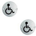 2x Bathroom Door Disabled Symbol Sign 64mm Fixing Centres 76mm Dia Steel Loops