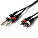 3m 2 RCA PHONO Male to 2x 6.35mm ¼" Jack Plug Cable Lead Mono 6.3mm Mixer Amp Loops