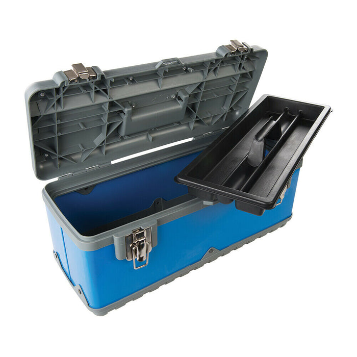 470 x 220 x 210mm Tough Toolbox Power Coated Steel Body Impact Resistant Case Loops