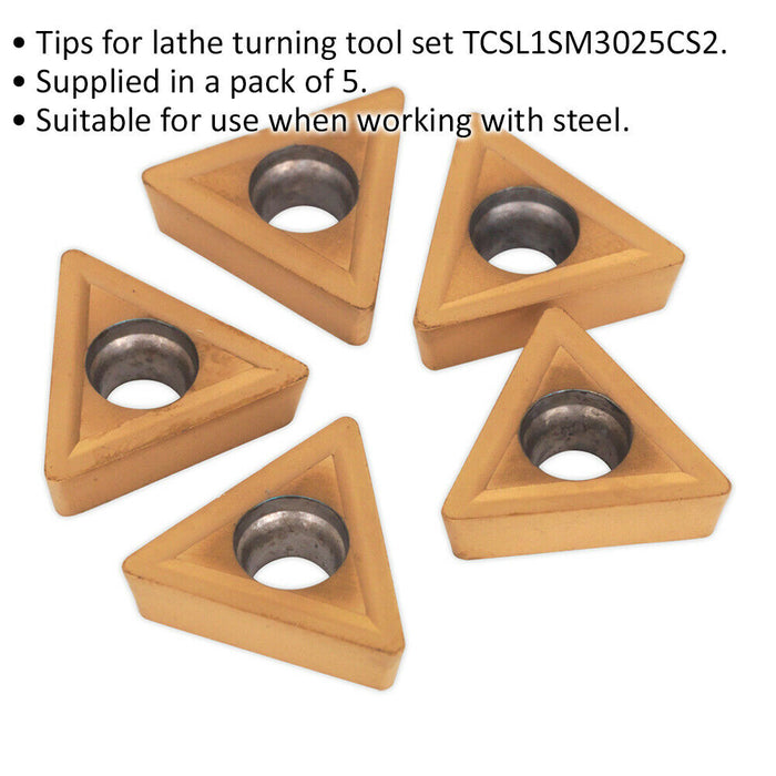 5 PACK Replacement Tips for ys00864 Indexable 8mm Lathe Turning Tool Set Loops