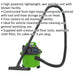 1000W Wet & Dry Vacuum Cleaner - 10L Drum - Blower Facility - High-Vis Green Loops