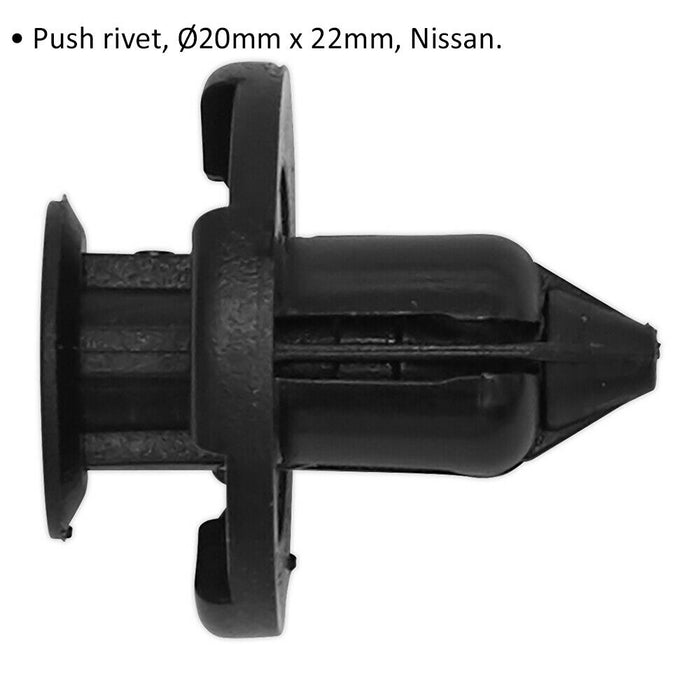 20 PACK Black Push Rivet Trim Clip - 20mm x 22mm - Suitable for Nissan Vehicles Loops