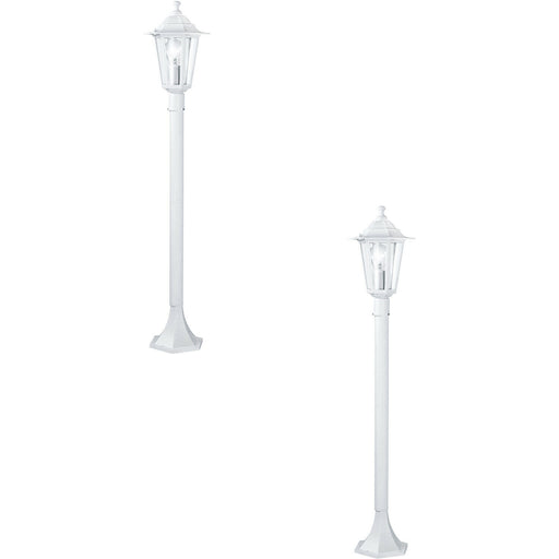 2 PACK IP44 Outdoor Bollard Light White Aluminium Lantern 60W E27 Lamp Post Loops