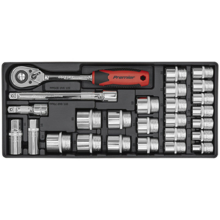 26 Piece PREMIUM 1/2" Sq Drive Socket Set with Modular Tool Tray - Tool Storage Loops