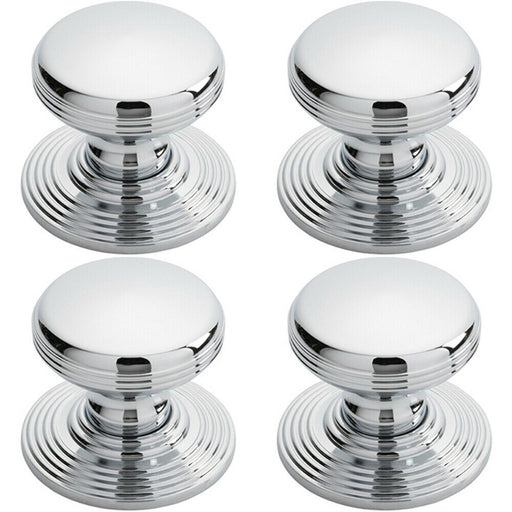 4x Smooth Ringed Cupboard Door Knob 35mm Dia Polished Chrome Cabinet Handle Loops