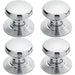 4x Smooth Ringed Cupboard Door Knob 35mm Dia Polished Chrome Cabinet Handle Loops