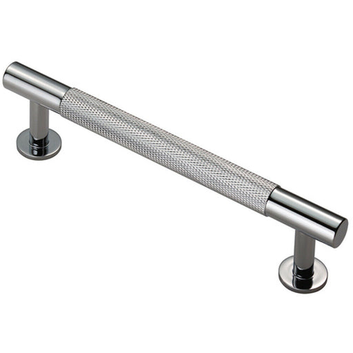 Knurled Bar Door Pull Handle 158 x 13mm 128mm Fixing Centres Chrome Loops