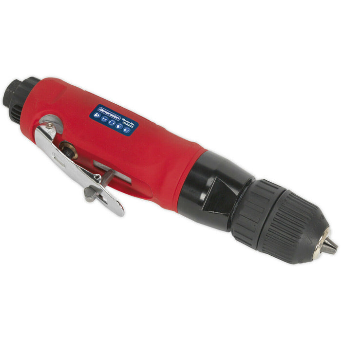 Air Operated Straight Drill - 10mm Keyless Chuck - Safety Trigger - 1/4" BSP Loops