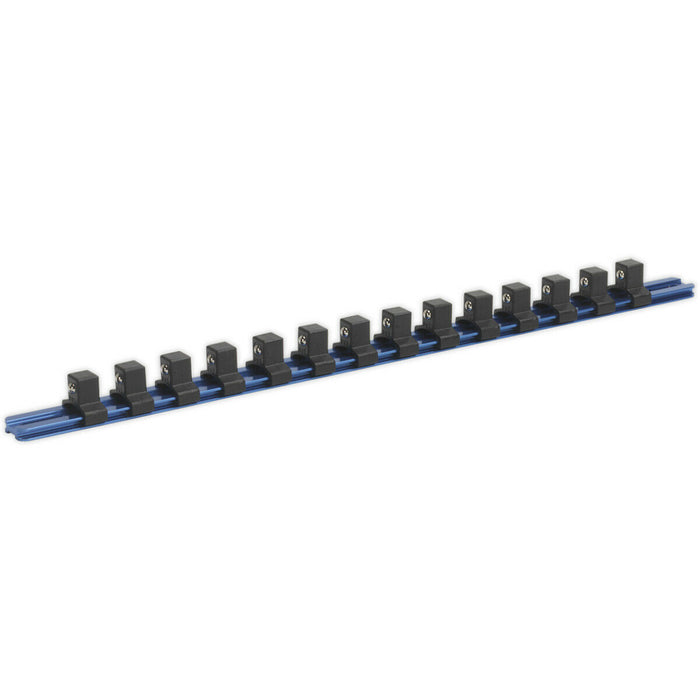 1/2" Square Drive Bit Holder - 14x Socket MAX - Retaining Rail Bar Storage Strip Loops
