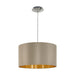 Pendant Light Colour Satin Nickel Steel Shade Taupe Gold Fabric Bulb E27 1x60W Loops