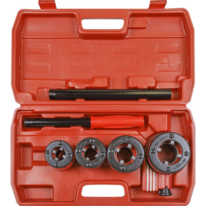 Ratcheting Pipe Threading Kit - 1/2" to 1 & 1/4" BSPT - Cassette Style Die Heads Loops
