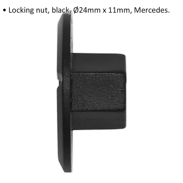 20 PACK Black Locking Nut Trim Clip - 24mm x 11mm - Suits Mercedes Vehicles Loops