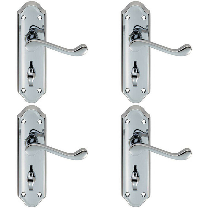 4x PAIR Victorian Upturned Lever on Bathroom Backplate 168 x 47mm Chrome Loops