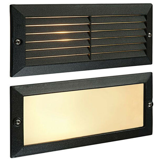 IP44 E27 LED Full Brick Accent Light Louvre Grill Supplied BLACK & Frosted Glass Loops