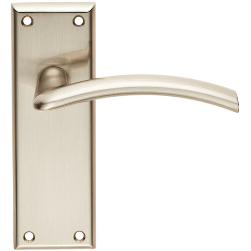PAIR Arched Lever on Latch Backplate Door Handle 150 x 50mm Satin Nickel Loops