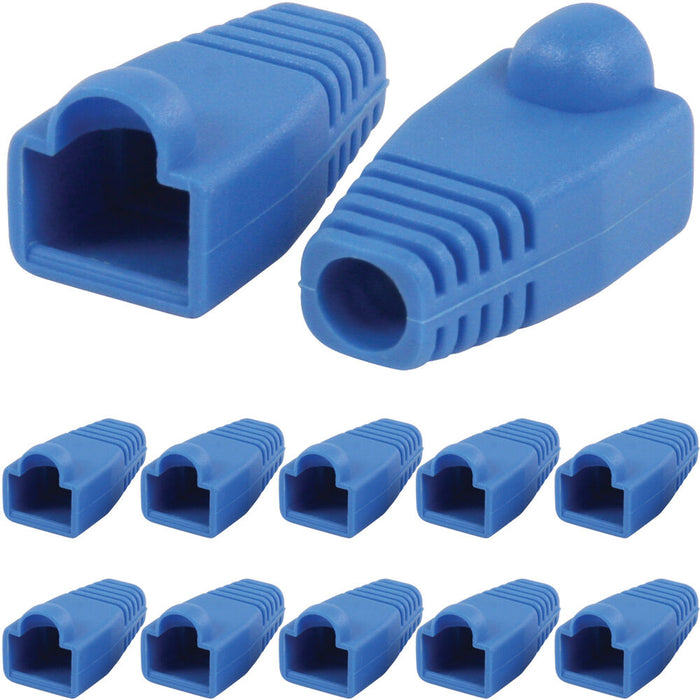 10x Blue RJ45 Strain Relief Network Cable CAT5/6 Connector Boot Cover Cap End Loops