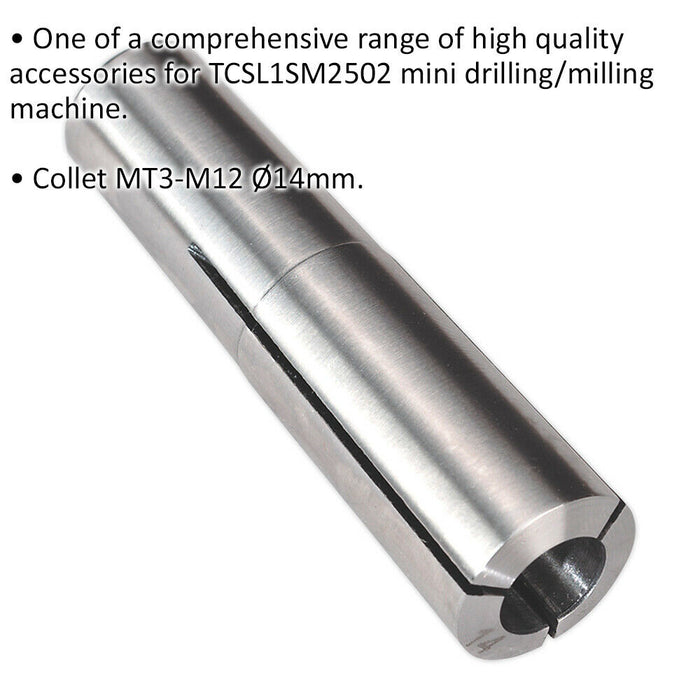 14mm Collet MT3-M12 - Suitable for ys08796 Mini Drilling & Milling Machine Loops