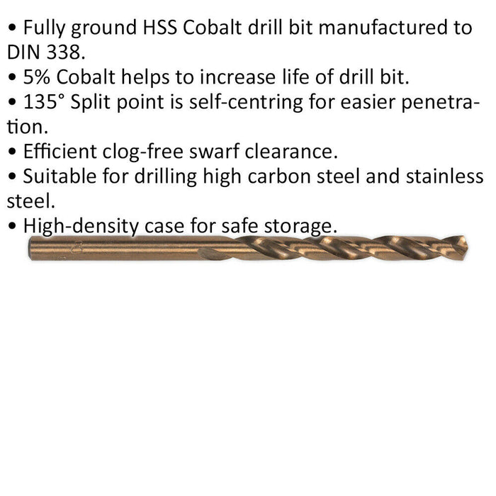 10 PACK 7.5mm Fully Ground HSS Cobalt Drill Bit - Long Life Clog Free Drill Bit Loops