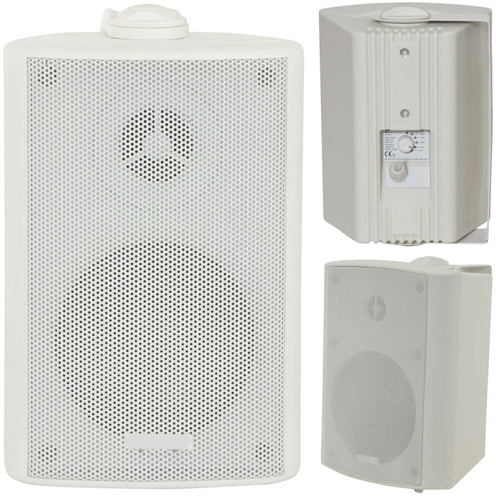 Garden Party BBQ Outdoor Speaker Kit Wireless Mini Stereo Amp & 4 White Speakers