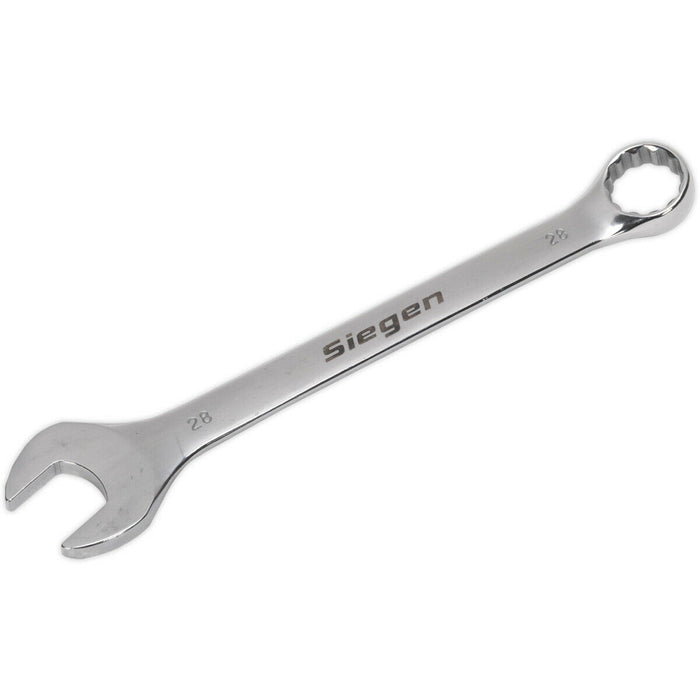 Hardened Steel Combination Spanner - 28mm - Polished Chrome Vanadium Wrench Loops