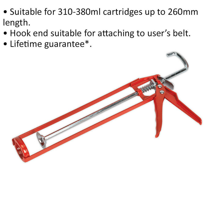 Skeleton Type Manual Caulking Gun - Suitable for 260mm Cartridges - Sealant Tool Loops
