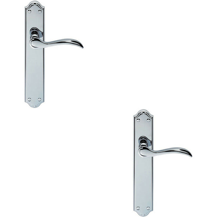 2x PAIR Curved Handle on Long Latch Backplate 245 x 45mm Polished Chrome Loops