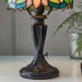 Tiffany Glass Table Lamp Light Vintage Dark Bronze & Multi Colour Shade i00230 Loops