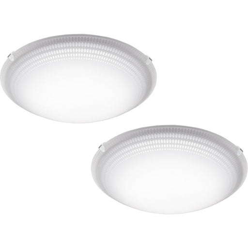 2 PACK Wall Flush Ceiling Light Colour White Shade White Clear Glass LED 11W Loops
