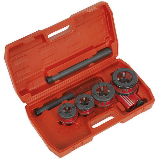 Ratcheting Pipe Threading Kit - 1/2" to 1 & 1/4" BSPT - Cassette Style Die Heads Loops